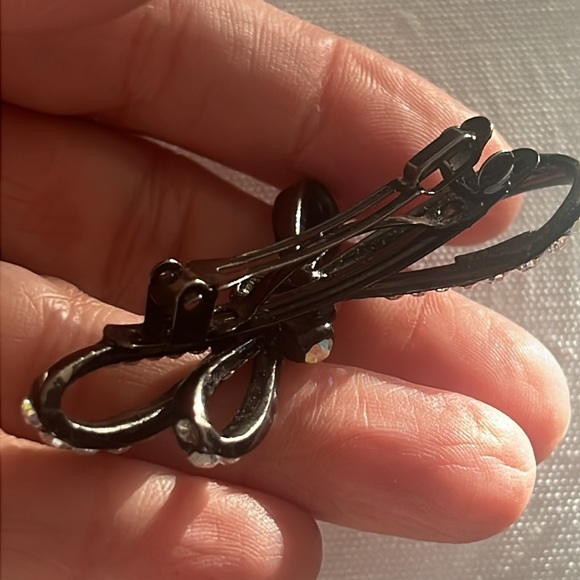 Vintage Double Bow Barretts with Borealis Aurora and Clear Crystals - Picture 11 of 11